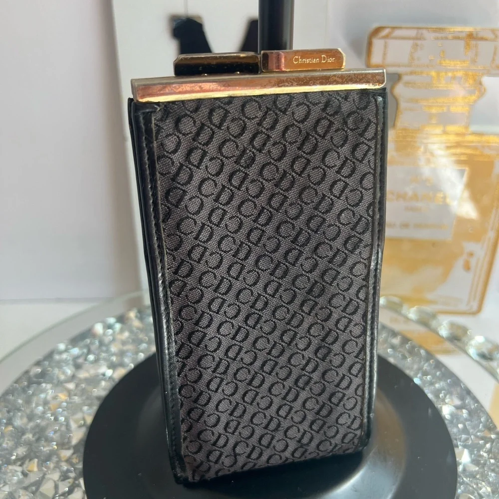 Dior Black Textured Accessory with Gold Detail